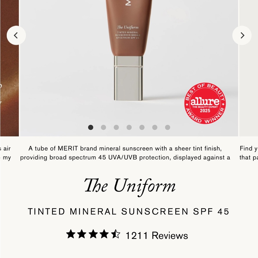 Merit Tinted Mineral Sunscreen SPF 45 shade 08